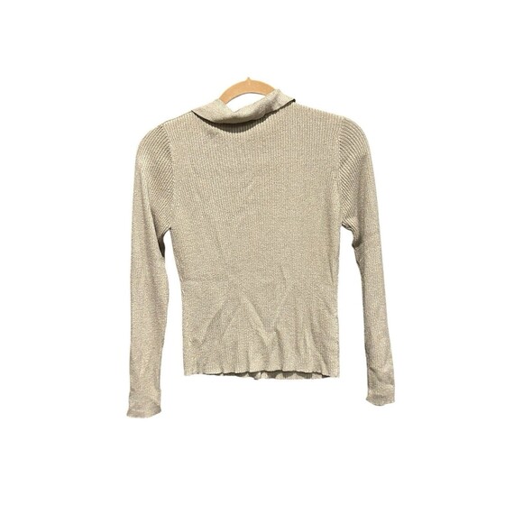 Express Tricot Cardigan Vintage Button down 90s Tan Preppy Collar Retro Medium - Picture 2 of 4